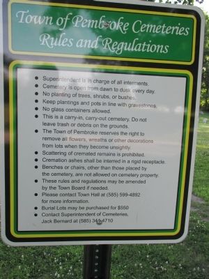 Old Buffalo Road Cemetery Rules. Click for full size. Old Buffalo Road Cemetery Rules image. Click for full size.