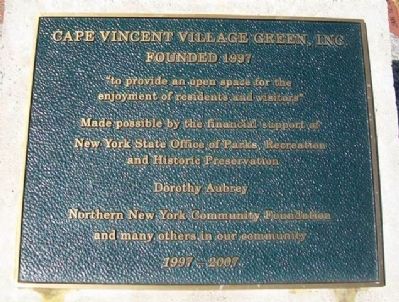 Cape Vincent Village Green, Inc. Marker. Click for full size. Cape Vincent Village Green, Inc. Marker image. Click for full size.