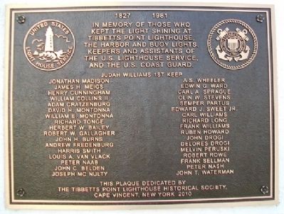 Tibbetts Point Lighthouse Keepers Marker image. Click for full size.