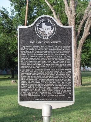 Holland Community Texas Historical Marker. Click for full size. Holland Community Texas Historical Marker image. Click for full size.