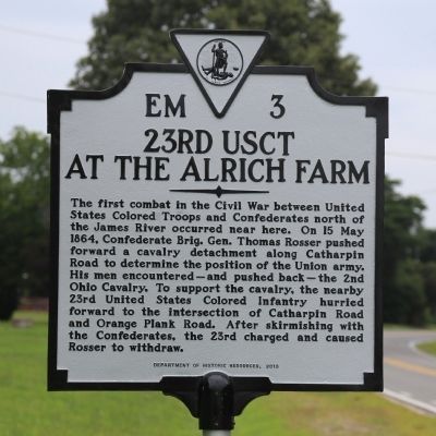 23rd USCT At the Alrich Farm Marker image. Click for full size.