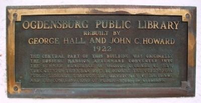 Ogdensburg Public Library Marker. Click for full size. Ogdensburg Public Library Marker image. Click for full size.