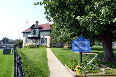 Michigan City Lighthouse Marker. Click for full size. Michigan City Lighthouse Marker image. Click for full size.