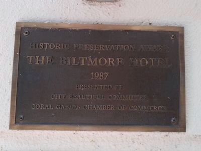 Biltmore Hotel Historic Preservation Award image. Click for full size.
