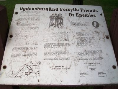Ogdensburg And Forsyth: Friends Or Enemies Marker. Click for full size. Ogdensburg And Forsyth: Friends Or Enemies Marker image. Click for full size.