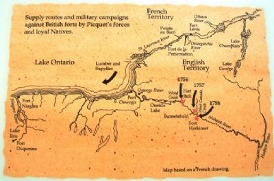 Supply Routes Map on Fort de la Présentation - 1749-1759 Marker image. Click for full size.