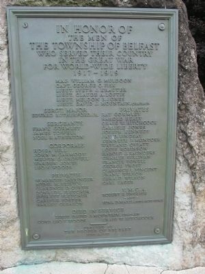 Township of Belfast World War I Memorial Marker image. Click for full size.