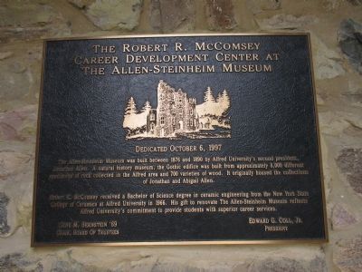 The Robert R. McComsey Career Development Center at the Allen-Steinheim Museum Marker image. Click for full size.