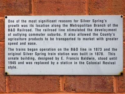 Silver Spring B & O Railroad Station Marker image. Click for full size.