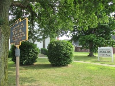 First Local Red Cross Marker and Church Sign. Click for full size. First Local Red Cross Marker and Church Sign image. Click for full size.