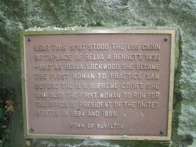 Belva Lockwood Marker On Stone. Click for full size. Belva Lockwood Marker On Stone image. Click for full size.