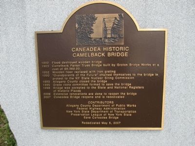 Caneadea Historic Camelback Bridge Marker image. Click for full size.