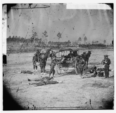 Ambulance Corps. Method of removing wounded from the field image. Click for full size.