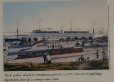 The Lonsdale Wharf in Providence, painted in 1878. This artist image. Click for full size.