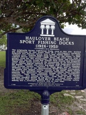 Haulover Beach Sport Fishing Docks Marker (side 1) image. Click for full size.