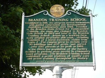 Brandon Training School Marker image. Click for full size.