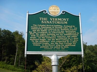 The Vermont Sanatorium Marker. Click for full size. The Vermont Sanatorium Marker image. Click for full size.