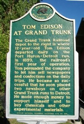 Tom Edison at Grand Trunk Marker. Click for full size. Tom Edison at Grand Trunk Marker image. Click for full size.