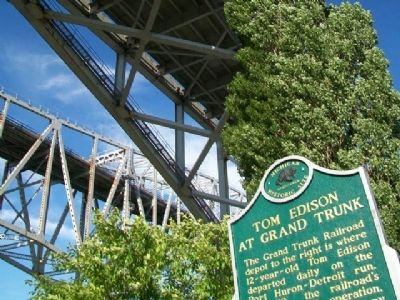 Tom Edison at Grand Trunk Marker. Click for full size. Tom Edison at Grand Trunk Marker image. Click for full size.