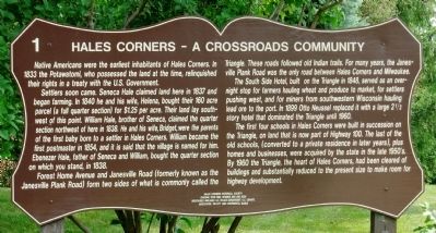 Hales Corners – A Crossroads Community Marker. Click for full size. Hales Corners – A Crossroads Community Marker image. Click for full size.
