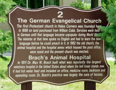 The German Evangelical Church / Brach’s Animal Hospital Marker image. Click for full size.