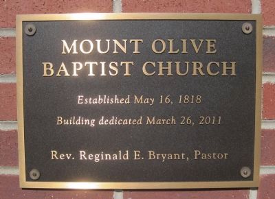 Mt. Olive Baptist Church 2011 Dedication Plaque image. Click for full size.
