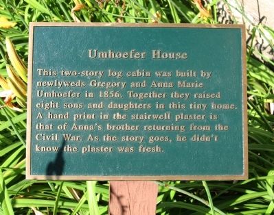 Umhoefer House Marker. Click for full size. Umhoefer House Marker image. Click for full size.