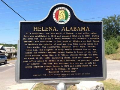 Helena, Alabama Marker (side 1) image. Click for full size.