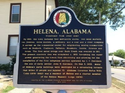 Helena, Alabama Marker (side 2) image. Click for full size.
