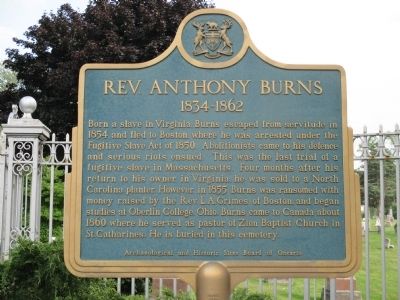 Rev. Anthony Burns 1834-1862 Marker image. Click for full size.