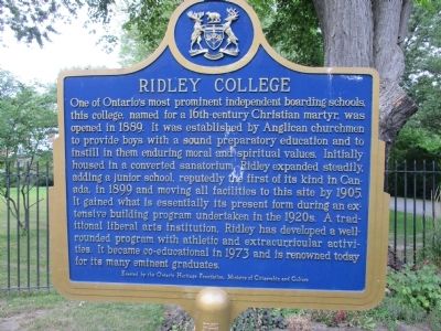 Ridley College Marker image. Click for full size.