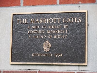 Ridley College Left Plaque at Entrance by Marker image. Click for full size.
