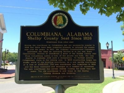 Columbiana, Alabama Marker (side 2) image. Click for full size.