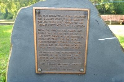 Elkhart River Old Indian Trail Marker. Click for full size. Elkhart River Old Indian Trail Marker image. Click for full size.