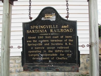 Springville and Sardinia Railroad Marker. Click for full size. Springville and Sardinia Railroad Marker image. Click for full size.