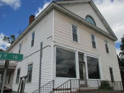 Corner of Odd Fellows Building with marker on Allen Street side. Click for full size. Corner of Odd Fellows Building with marker on Allen Street side image. Click for full size.