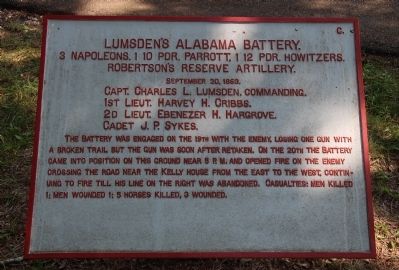 Lumsden's Alabama Battery Marker image. Click for full size.