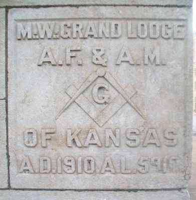 Lawrence Masonic Temple Cornerstone image. Click for full size.