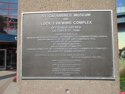 St. Catharines Museum and Lock 3 Viewing Complex Dedication image. Click for full size.