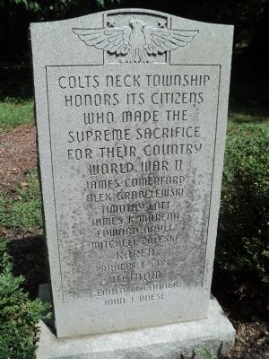 Colts Neck War Memorial Marker image. Click for full size.
