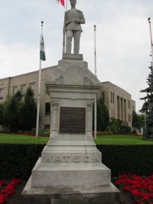 Private Alexander Watson Marker and Statue (at its previous location at City Hall) image. Click for full size.