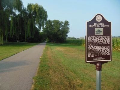 Illinois Central Depot Marker and the Badger State Bike Trail image. Click for full size.