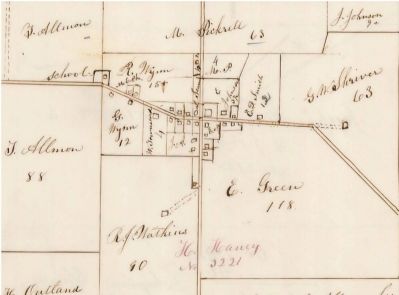 1870 Monroe Township Tax Map, showing the Pickrell property image. Click for full size.