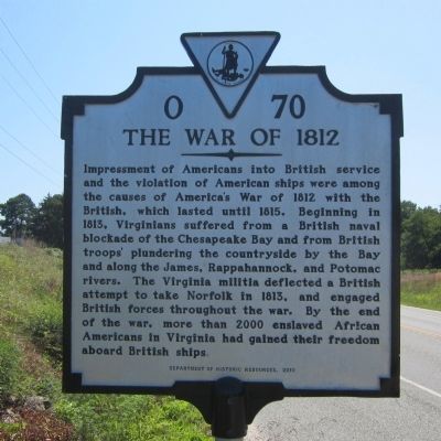 The War of 1812 Marker. Click for full size. The War of 1812 Marker image. Click for full size.
