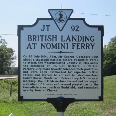 British Landing at Nomini Ferry Marker image. Click for full size.