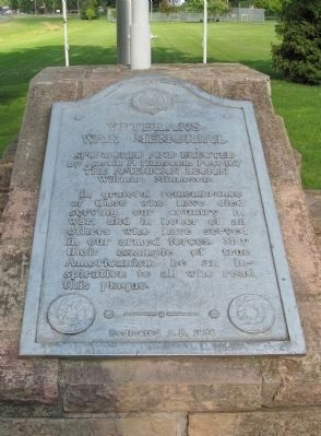 Veterans War Memorial Plaque. Click for full size. Veterans War Memorial Plaque image. Click for full size.