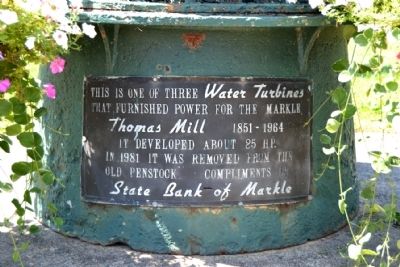 Thomas Mill Water Turbine Marker. Click for full size. Thomas Mill Water Turbine Marker image. Click for full size.