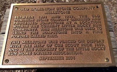 Old Dominion Stone Company Millstone Marker image. Click for full size.