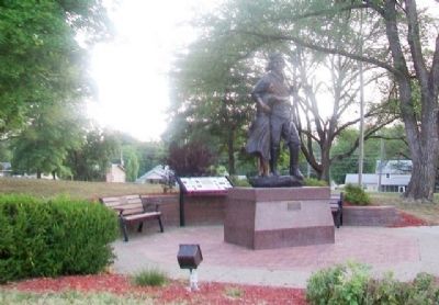 Shawnee Tribal Leader Paschal Fish and his Daughter, Eudora Statue and Marker image. Click for full size.