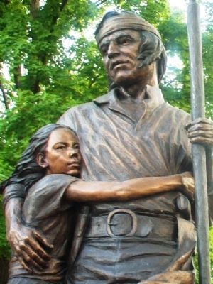 Shawnee Tribal Leader Paschal Fish and his Daughter, Eudora Statue Detail image. Click for full size.